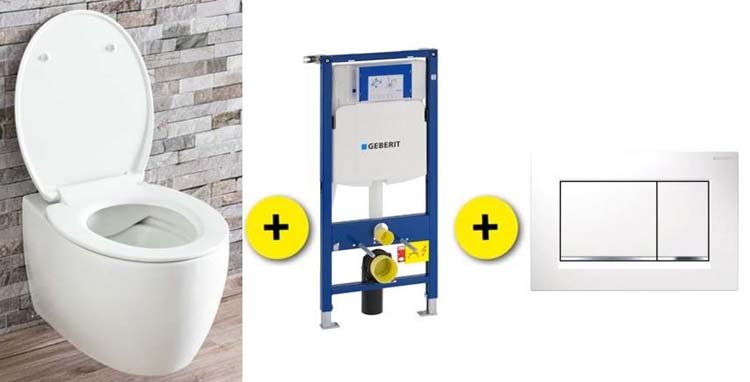 Set de toilette Holly blanc avec siège de toilettes softclose + réservoir encastré UP320 + plaque de commande Sigma 30 blanche