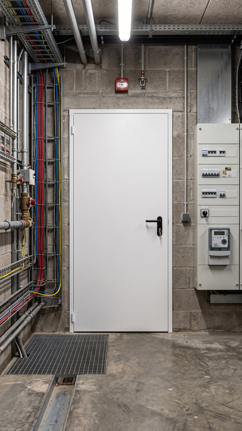 Technische stalen deur wit geïsoleerd 99x204,5cm omkeerbaar