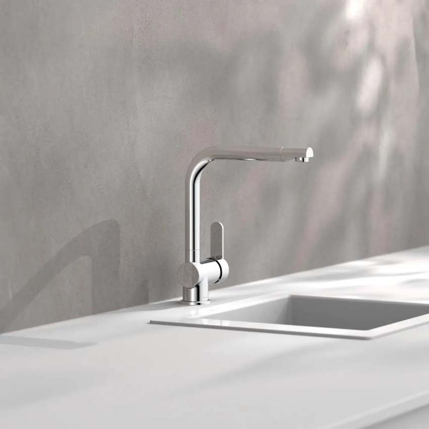 Keukenkraan Ria hoge uitloop chroom