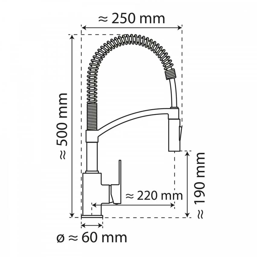 Robinet de cuisine Wasserwerk WK 3 noir mat avec bec extractible