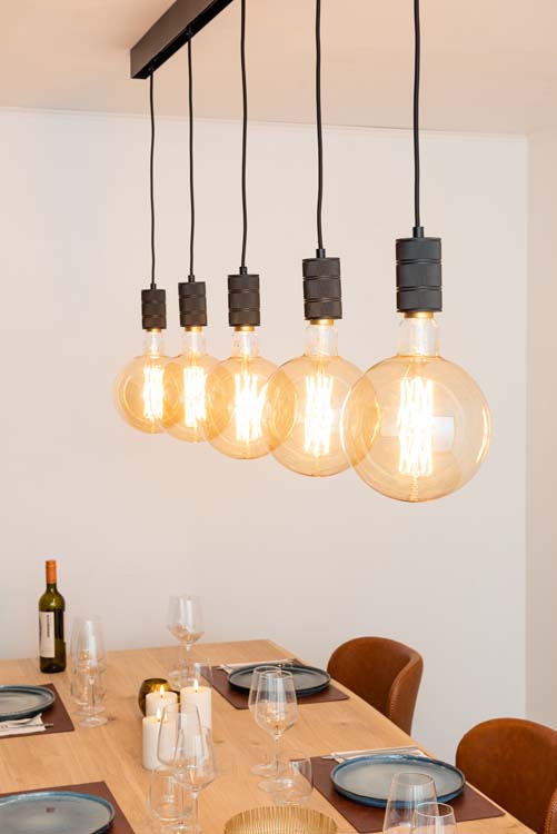 Rail lumineux design Béa noir set 1,8m 5 lustres E27 5x8W