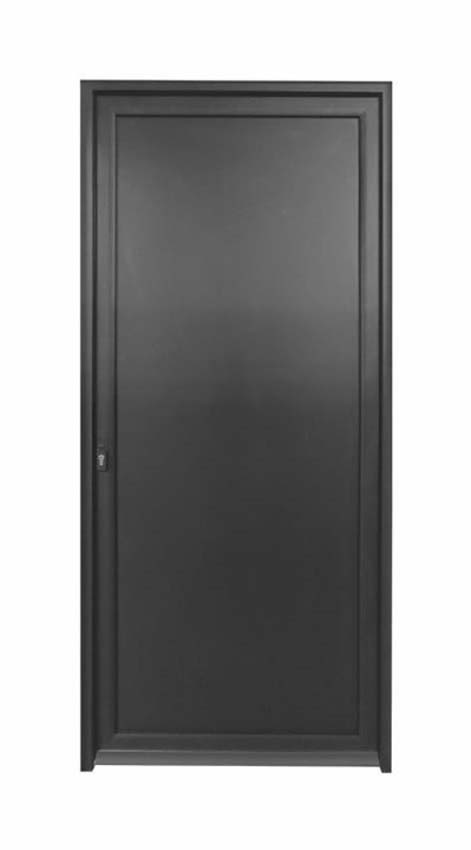 Porte extérieure Tavira en aluminium panneau plat noir 960x2180mm poussant à droite