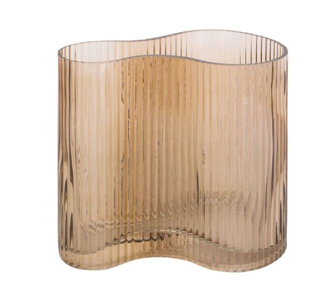 Vaas Allure wave zandbruin glas 18,5 x 12 x 18 cm