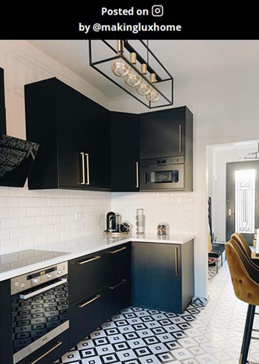 Hanglamp - zwart/goud - vierkant - 4xE27 - 40W