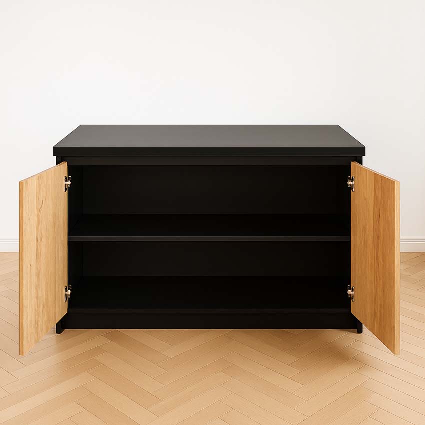 Cuisine île Plenti look de chêne/noir 124cm