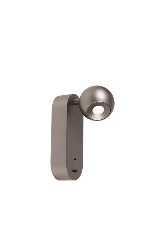 Lucide Premium Montana - Applique murale - LED - CCT - 1x6,3W 2700K/4000K - Avec port USB - Café