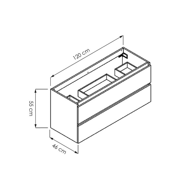 Meuble de salle de bain Abel blanc 2 tiroirs 1200 mm lavabo noir mat