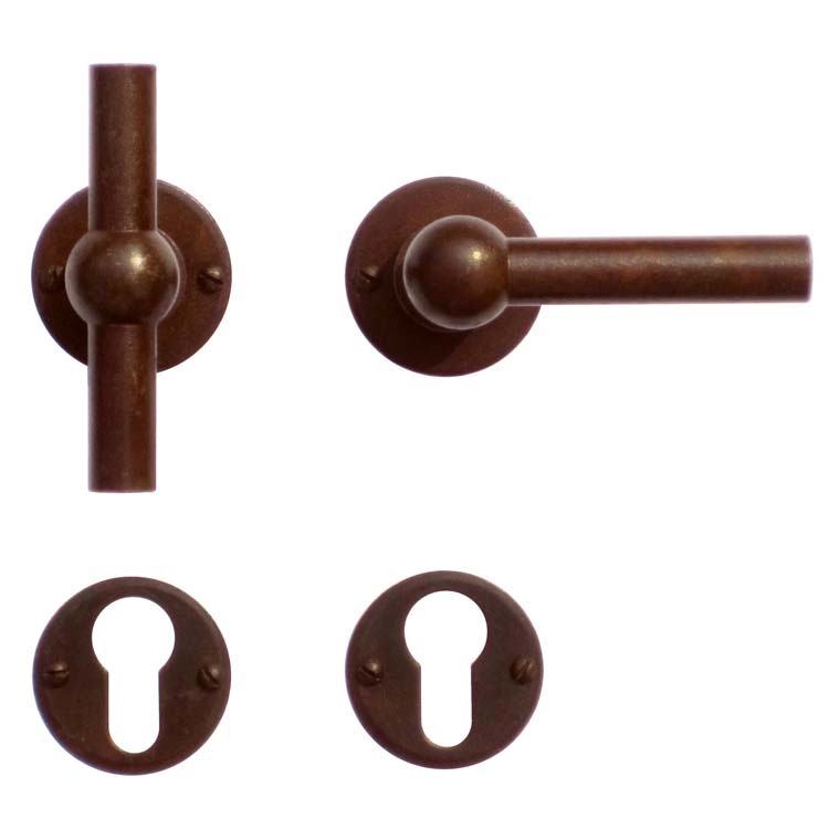 Poignée porte pro pienza nouv T+L rouille rond rosace cyl