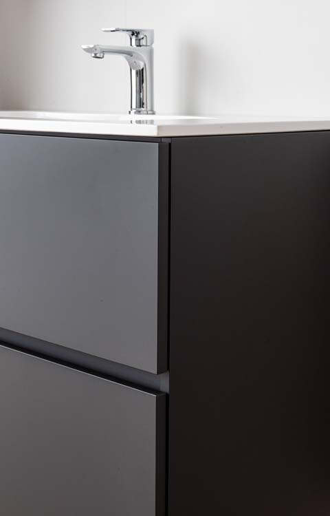 Meuble salle de bain Puro noir mat 900mm lavabo brillant Meuble salle de bain Puro noir mat 900mm lavabo brillant