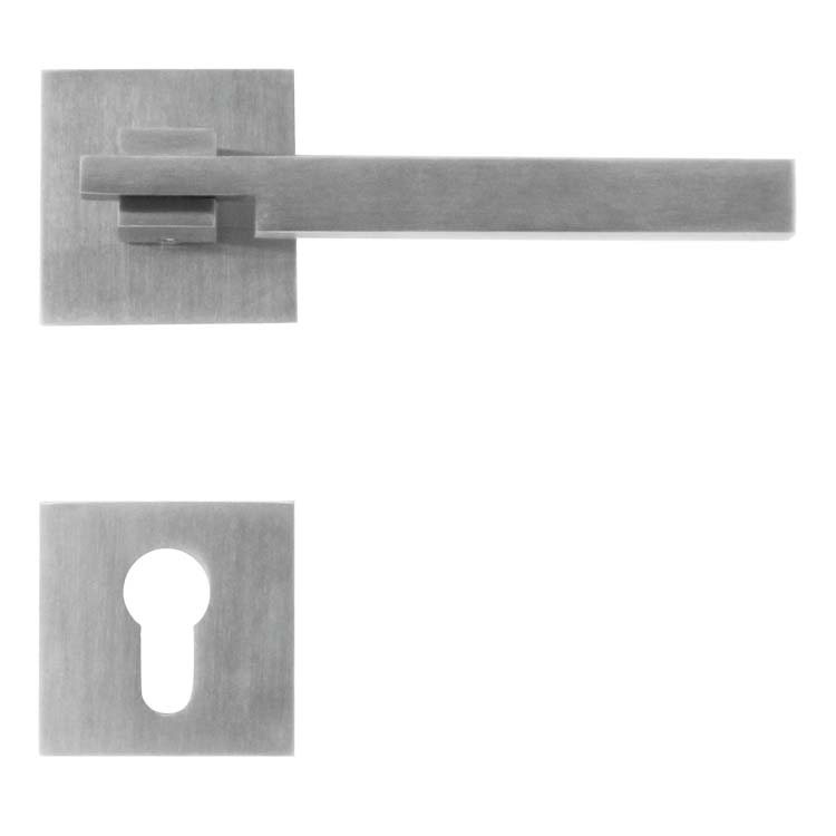 Deurkruk vierkant 2 inox plus cilinderrozet