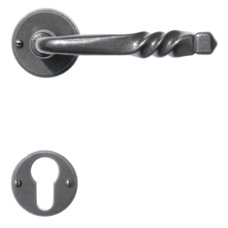 Poignée de porte pro prato fer rond rosace cylindre