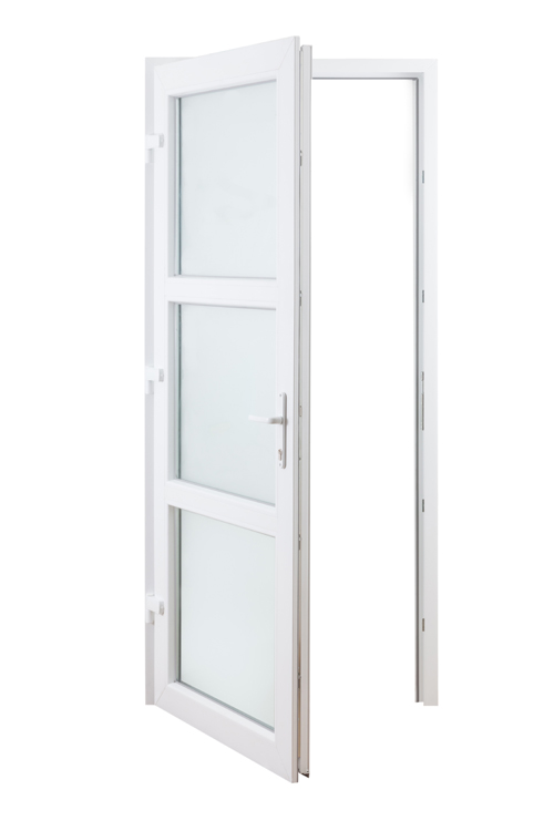 Buitendeur pvc wit/wit 3delig  mat L MW