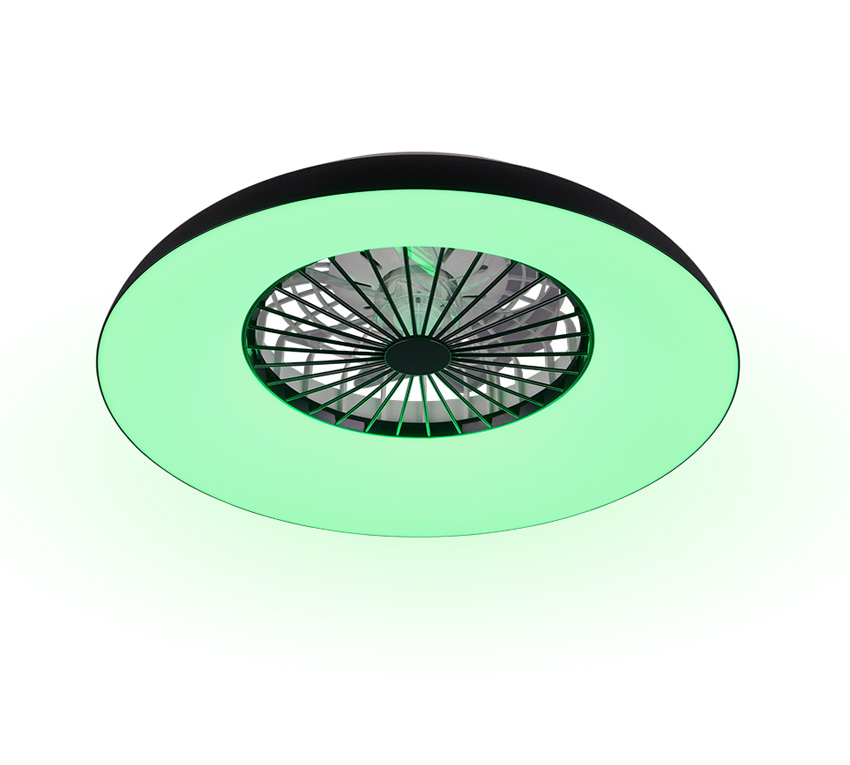 Plafonnier/ventilateur - Ø60cm - LED dimmable - CCT - 1x34W - 2700/6500K + RVB - noir