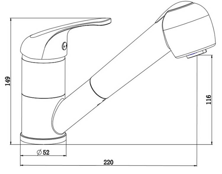 Robinet de cuisine Frida chrome basse pression avec bec extractible