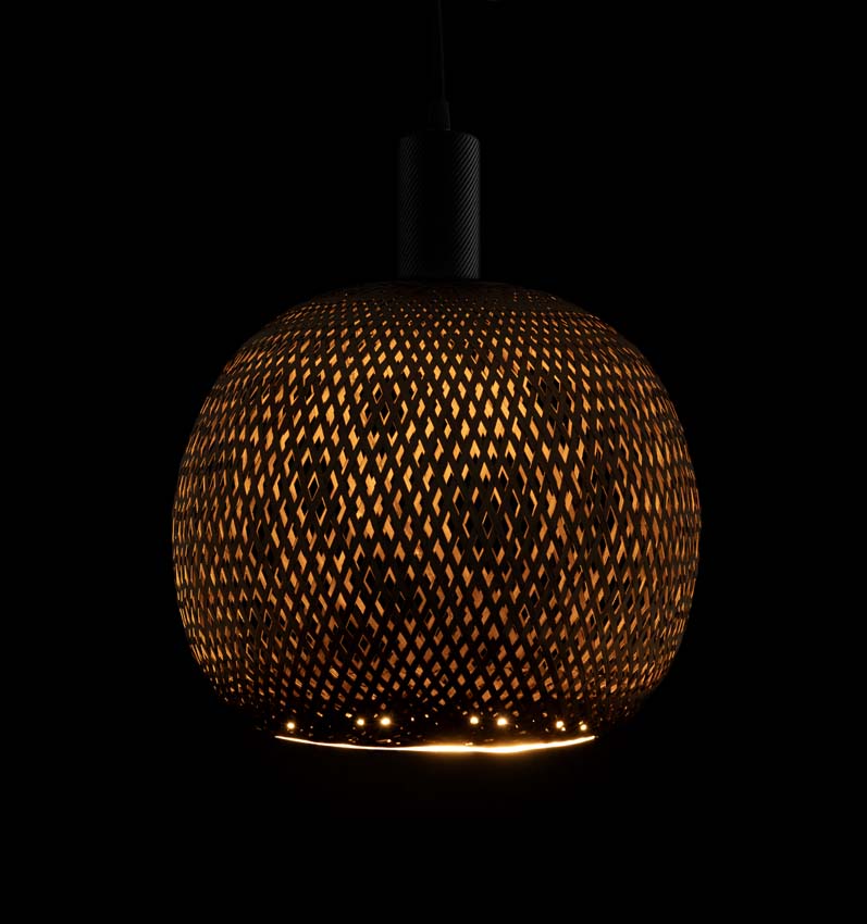 Lampe LED floating Bambou - E27 - bronze - Ø30cm - dimmable - 6W - 330lm - 2200K - globe