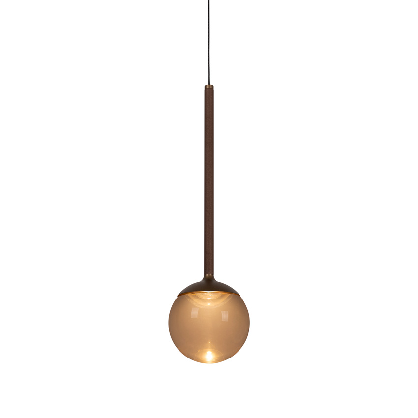 Lucide Premium Calina - Hanglamp - Ø9,9cm - LED dimbaar - CCT - 1x7W - 2200K/3300K - Met vervangbare LED-module - Koffie