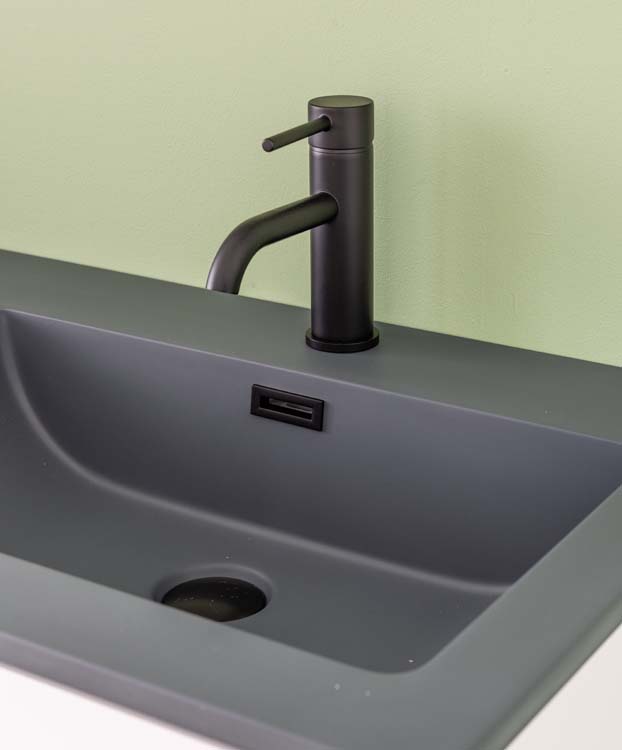 Meuble de salle de bain Bison laqué blanc mat 1200 mm lavabo ciment