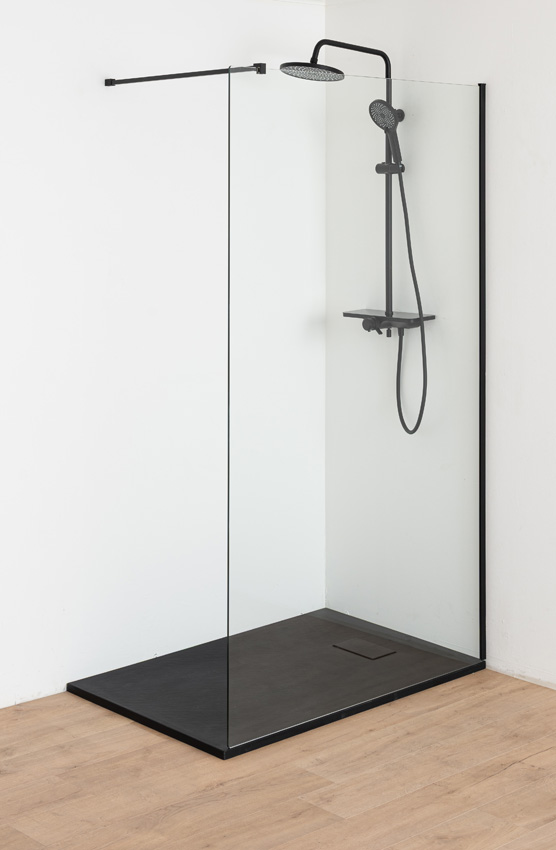 Receveur de douche Moby SMC noir mat aspect ardoise 120x80cm