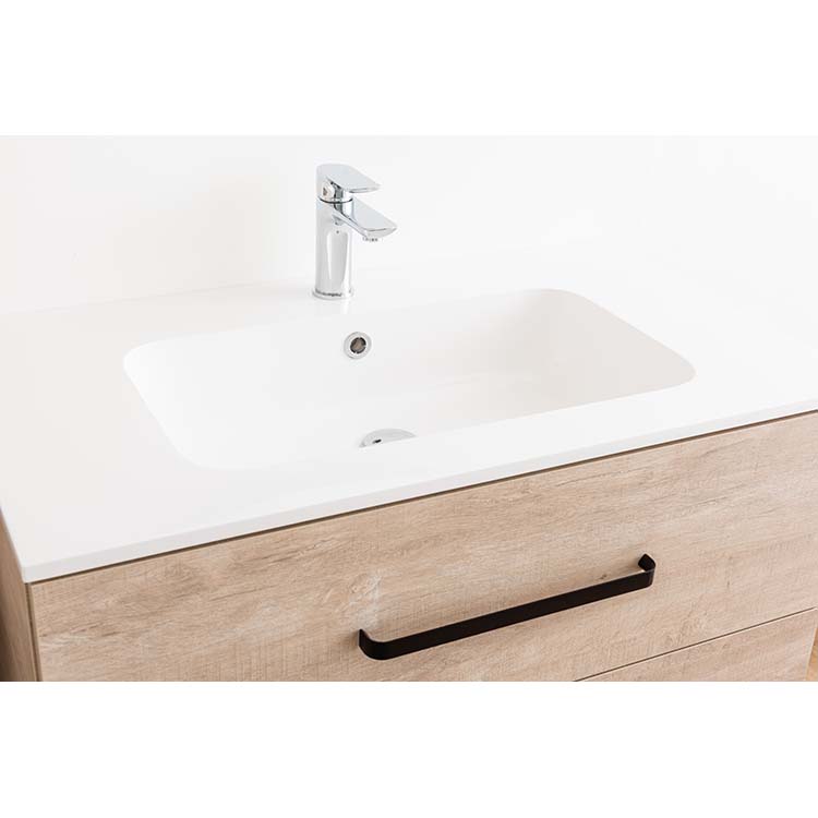 Meuble salle de bain Plato asp chêne béton 90cm - brillant - poignée mat noir
