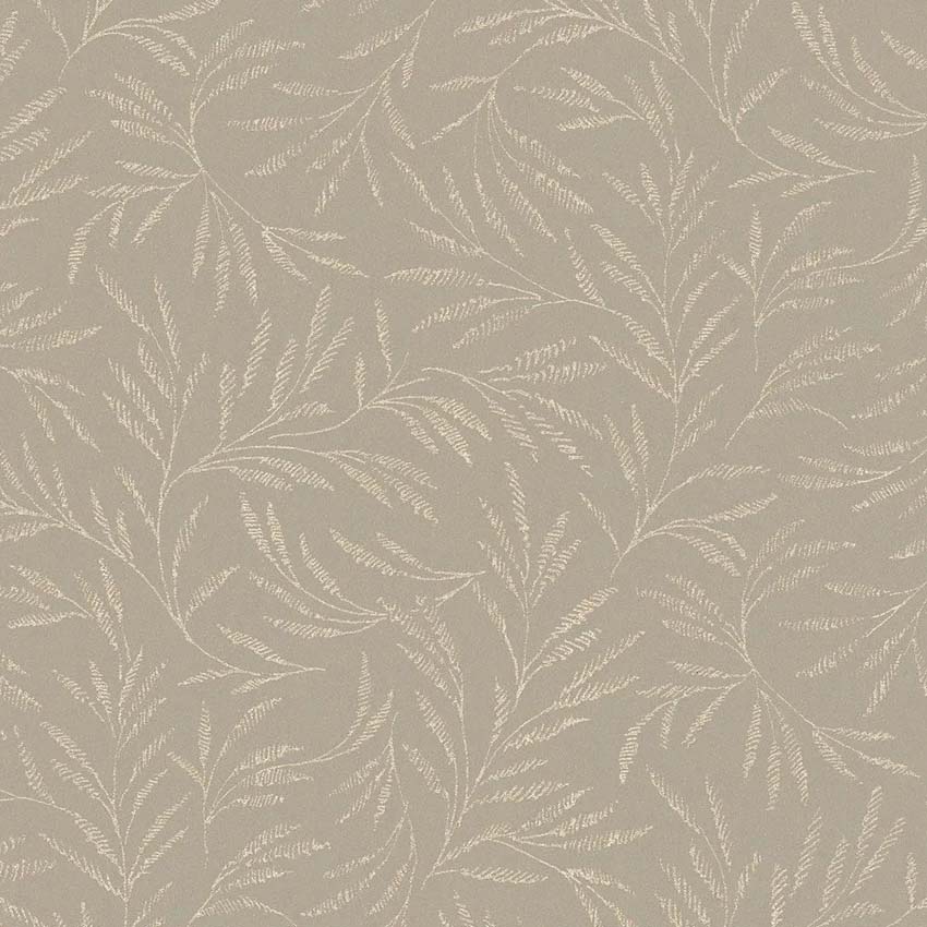 Vinyle sur papier peint intissé branche greige/argent 0,53x10m