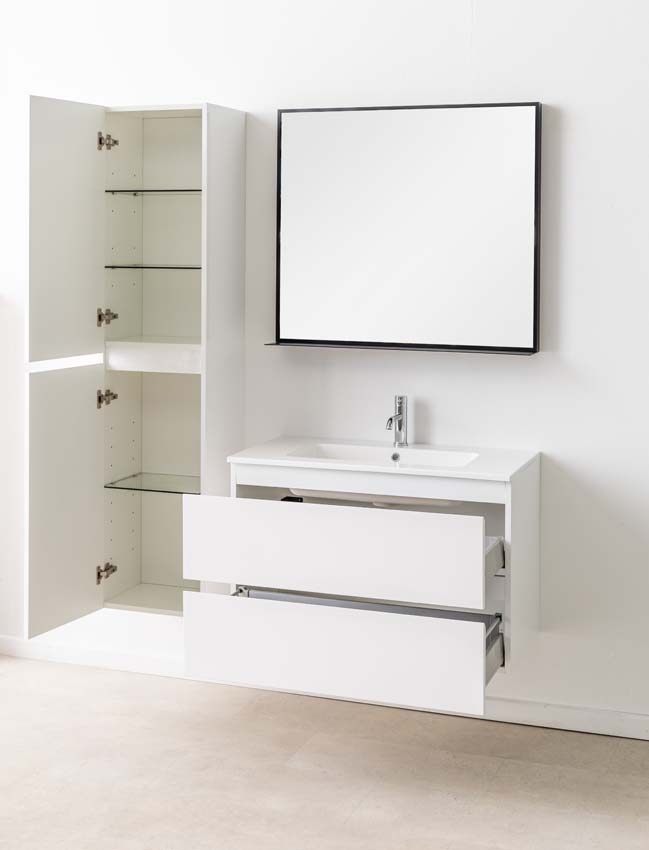 Meuble de salle de bain Tibo wit 900 mm lavabo blanc brilliant