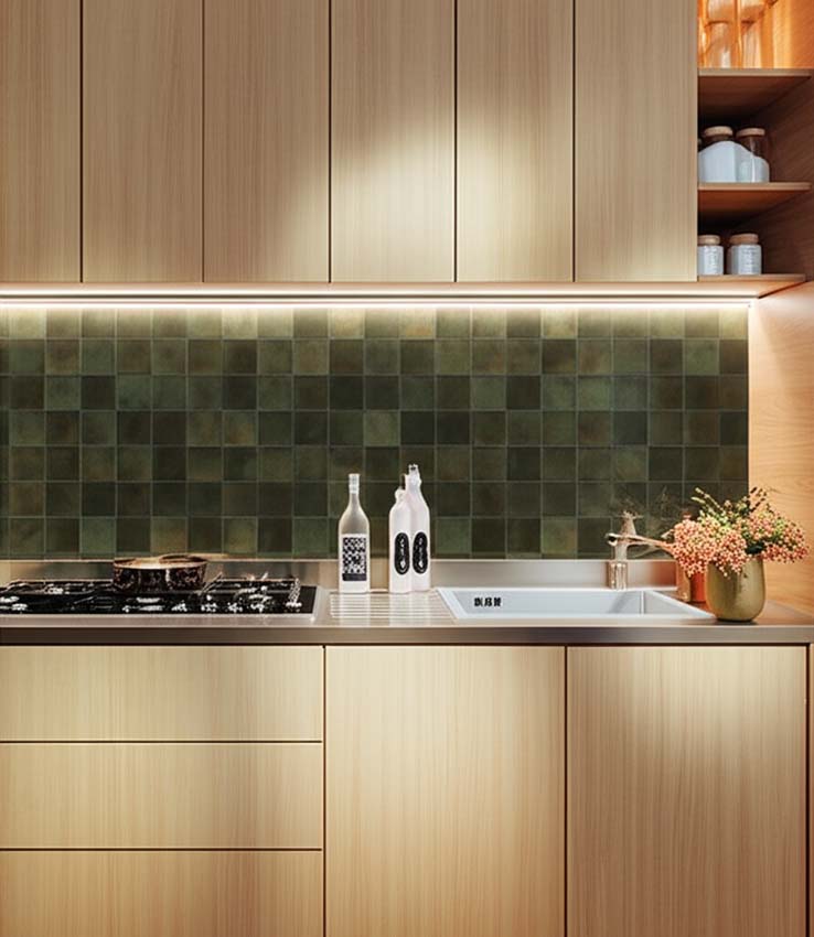 Carrelage mural Cueva carré vert foncé 30x60cm