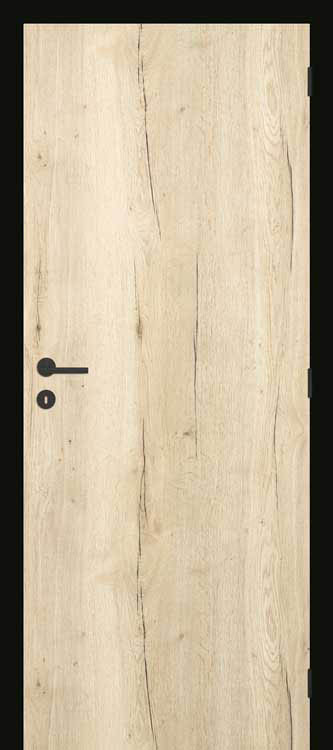 Porte intérieure complète Pro Real Wood Oak vertical bois 201,5x68cm aggloméré tubulaire gauche + châssis coulissant noir 10,5-13cm
