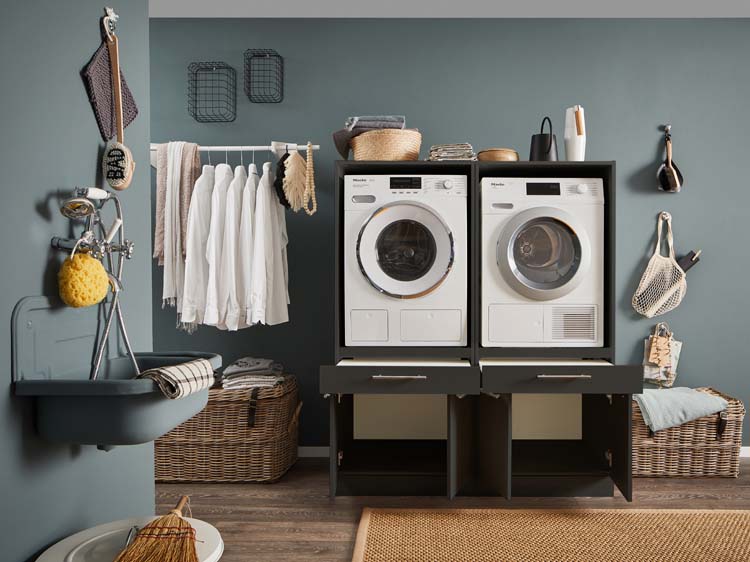 Wasmachine kasten Decowash - set 4 - antraciet - 67,5x135x162cm