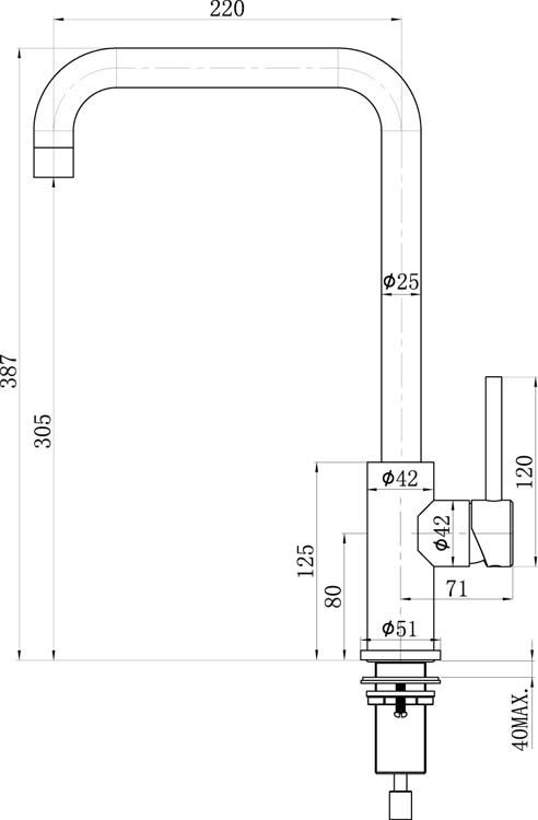Keukenkraan Lorreine Medway inox