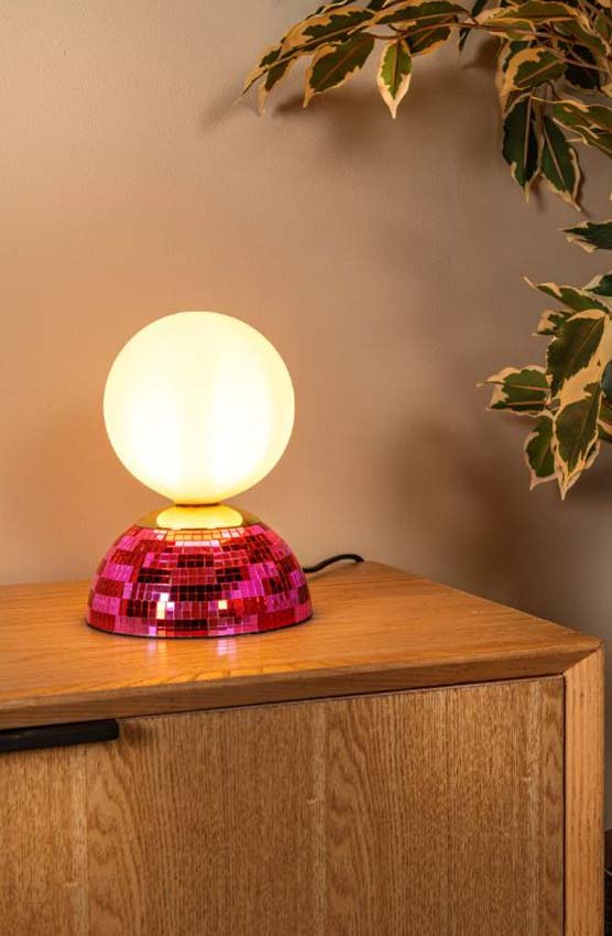Lucide Essential Glitzer - Lampe de table - Ø14cm - 1xG9 - Rose