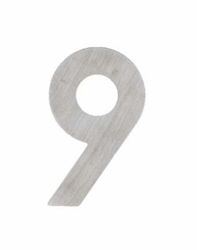Numéro de maison pro 9 inox plus 5 cm autocollant