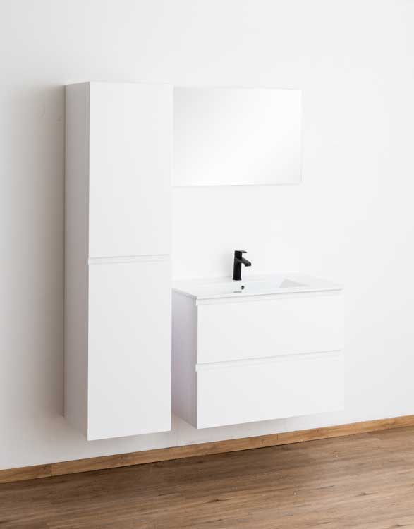 Meuble de salle de bain Bianca blanc mat 800 mm lavabo brillant