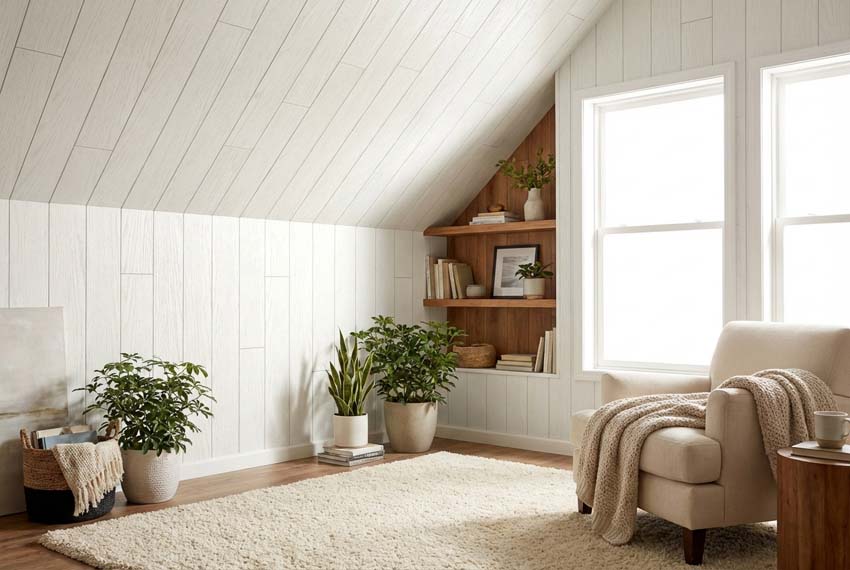 Panneau mural et de plafond MDF blanc 20,3x130x0,8cm