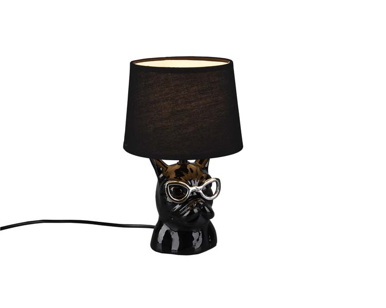 Lampe de table noir chien excl lampe LED possible