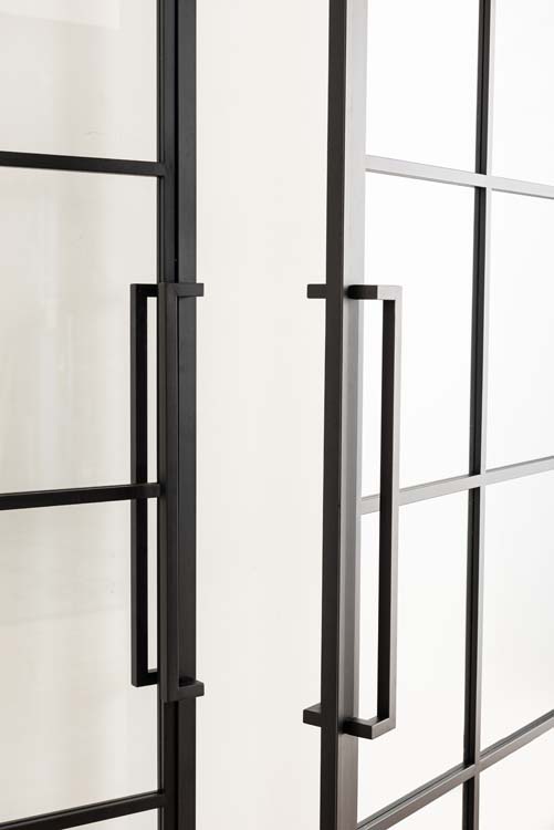 Porte intérieure double en acier Tara noir 2x8V poussant à gauche sur mesure