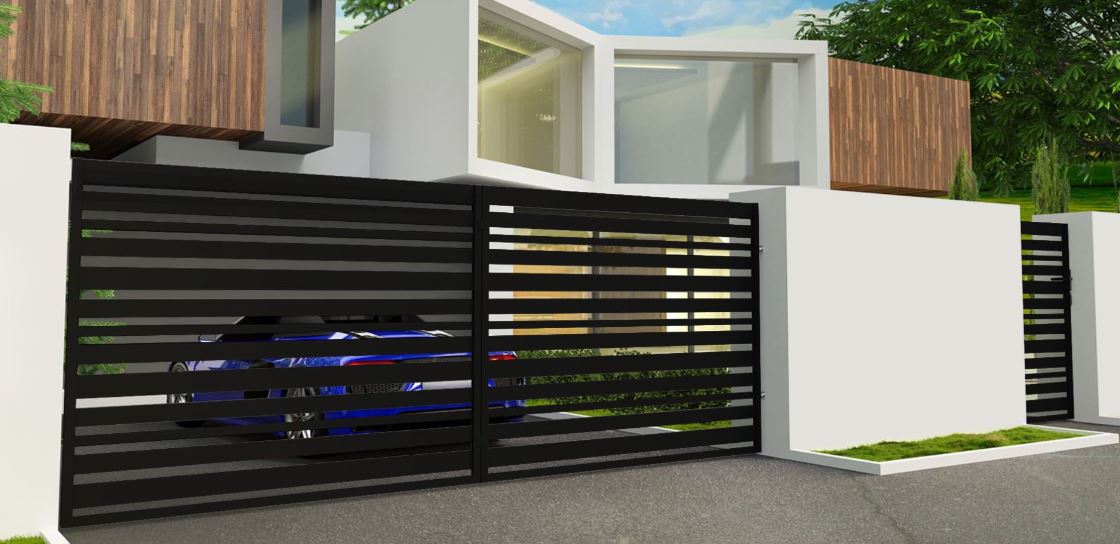 Portail battant Cannes acier noir 350x150cm