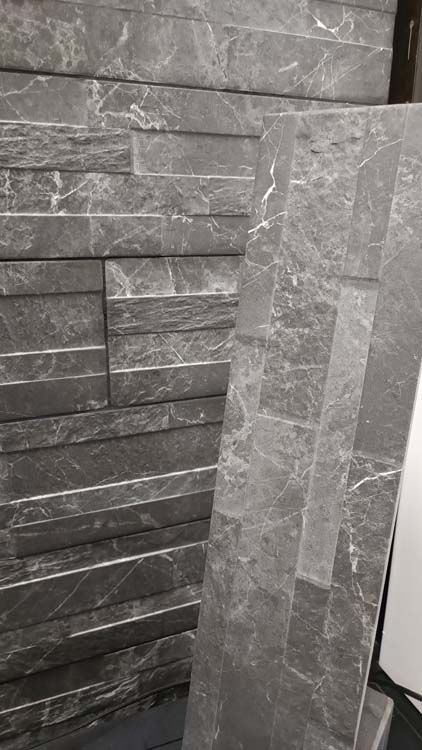 Wandtegel Katla steenstrip zwart 15x61cm