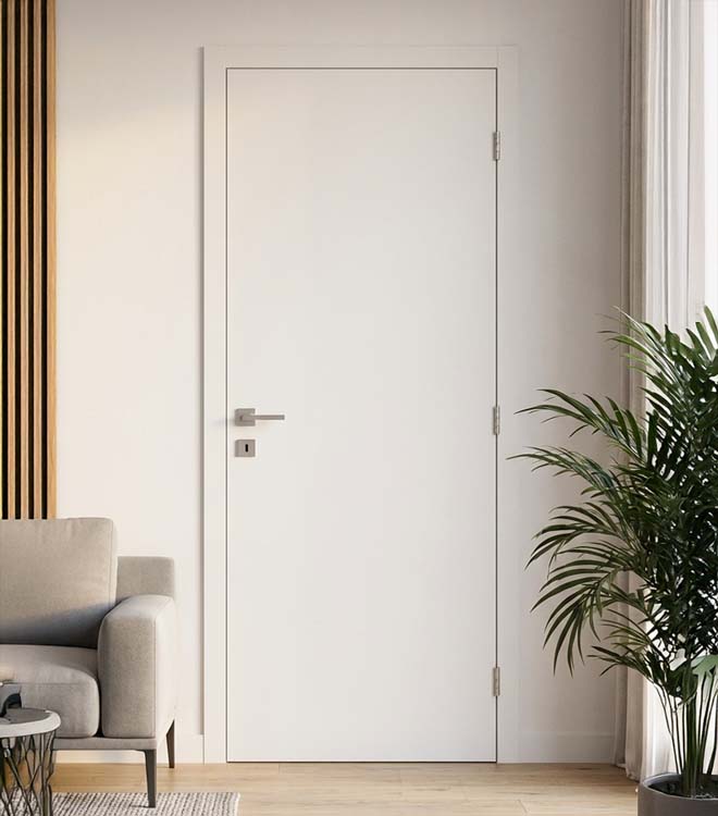 Porte intérieure complète Palladium blanche 201,5x78cm tubulaire réversible + châssis 16,5cm