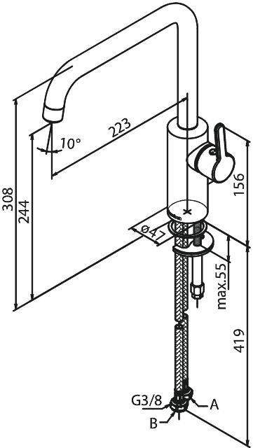 Keukenkraan Silhouet chroom