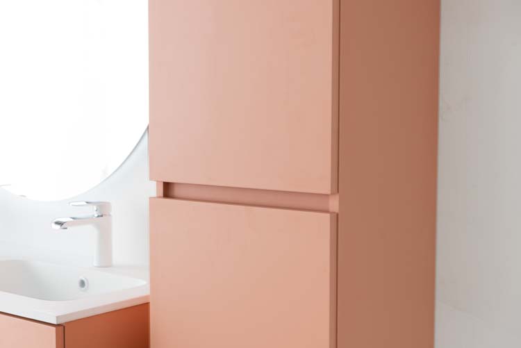 Meuble de salle de bains Puro blush suspendu avec lavabo double blanc mat 120cm
