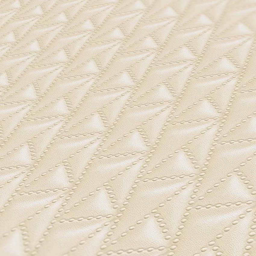 Vinyl op vliesbehang strepen gecapitonneerd beige 0,53x10m