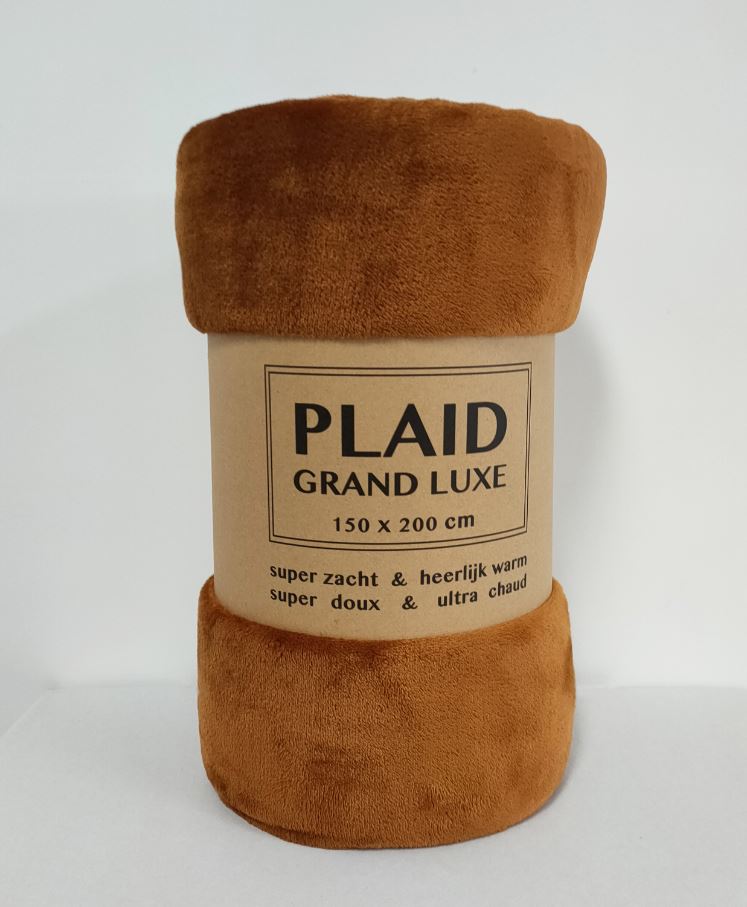 Plaid Grand Luxe whisky 100% polyester 150 x 200 cm