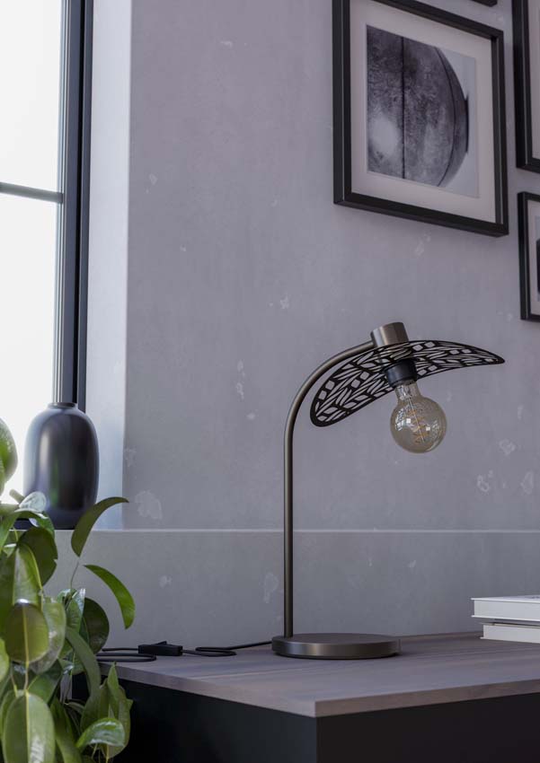 Lampe de table - Bronze - 33,5x30x46,5cm - E27 - 1x60W