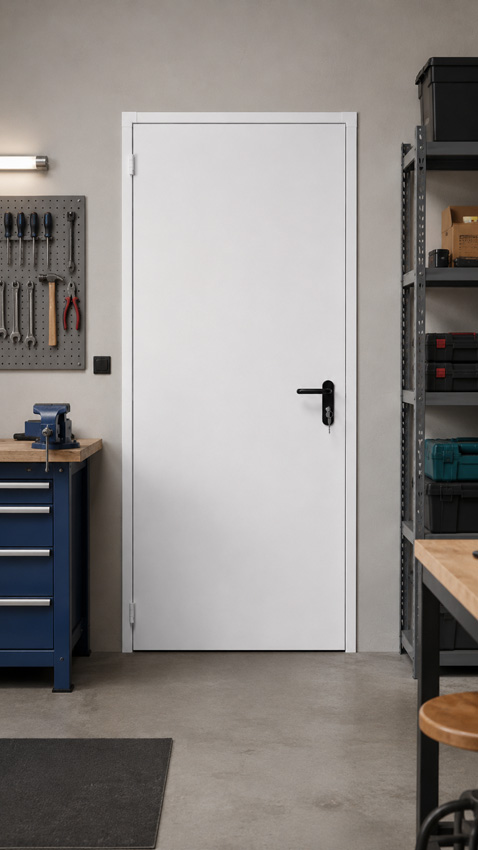 Technische stalen deur wit geïsoleerd 99x204,5cm omkeerbaar