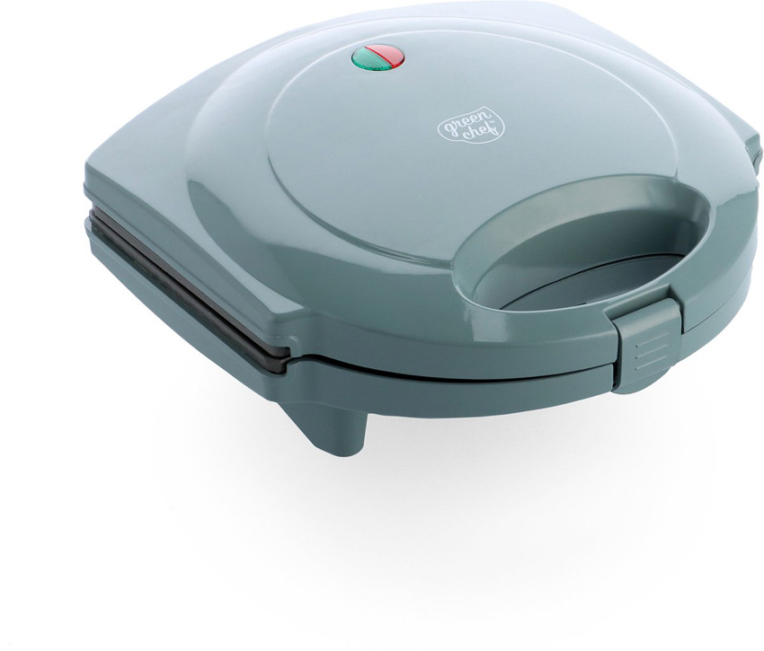 Appareil 3 en 1 pour croque-monsieur, gaufres et paninis bleu-gris avec revêtement antiadhésif sans PFAS