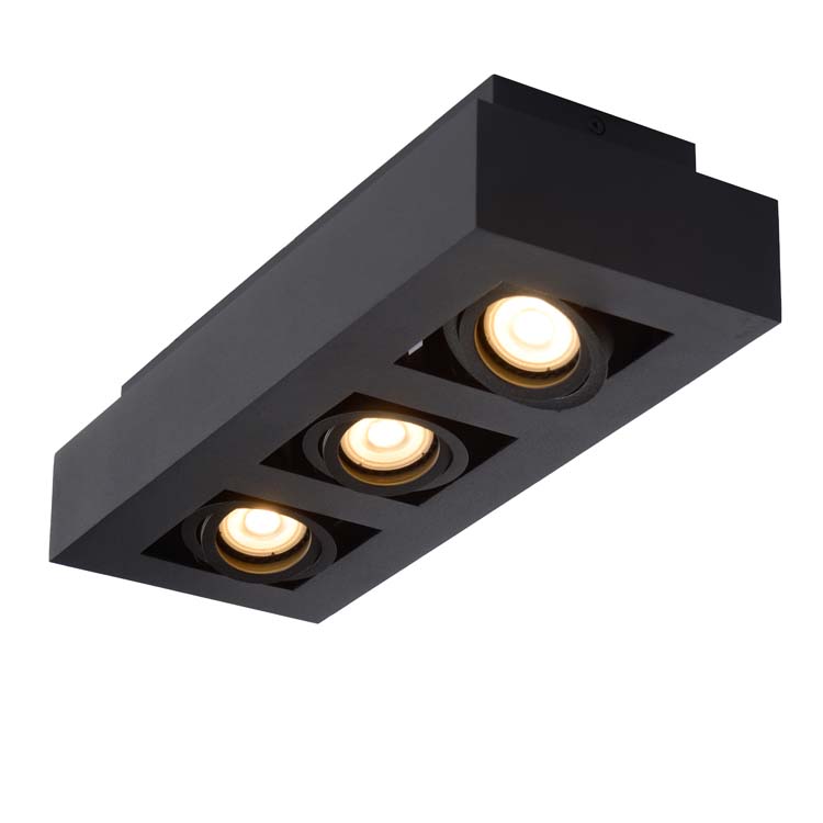 Plafonnier - noir - dimmable - LED - GU10 - 3x5W - 2200/3000K