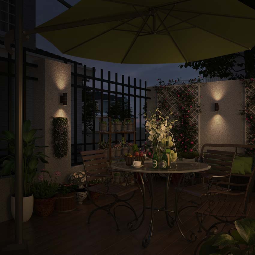 Applique murale - Rouille - 6,8x9x15cm - GU10 - 2x7W