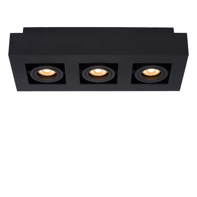 Plafonnier - noir - dimmable - LED - GU10 - 3x5W - 2200/3000K