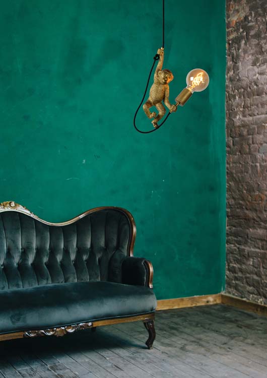 Suspension singe - noir/or - E27 - 40W