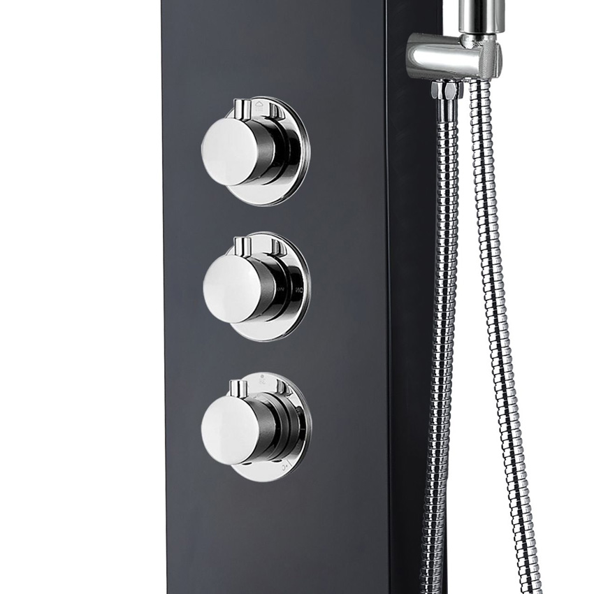 Douchezuil thermostatisch zwart 160x20x6,5cm